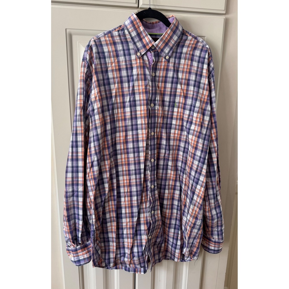 Tailorbyrd XLT Plaid‎ Button Down Long Sleeve Shirt Purple Orange White